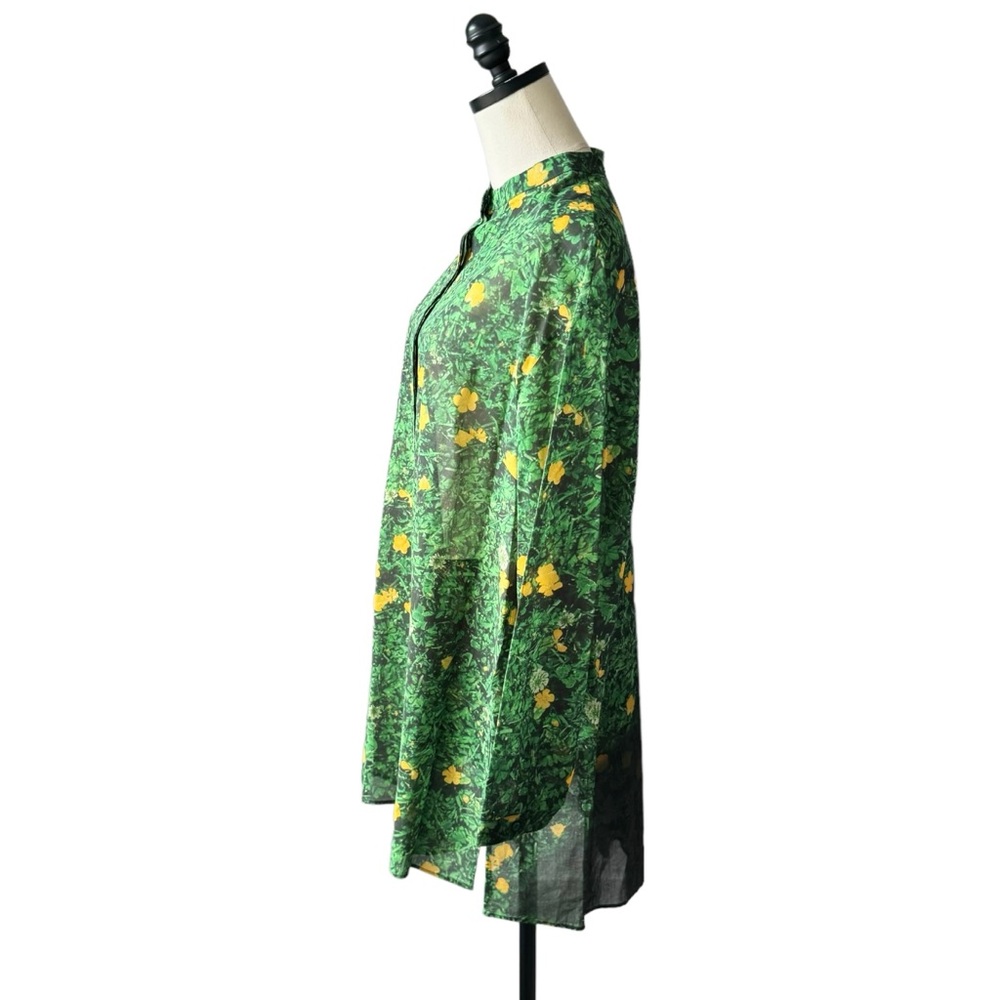 Akris Buttercup Voile Floral Print Tunic Button Down | 12 NWT - Picture 4 of 13